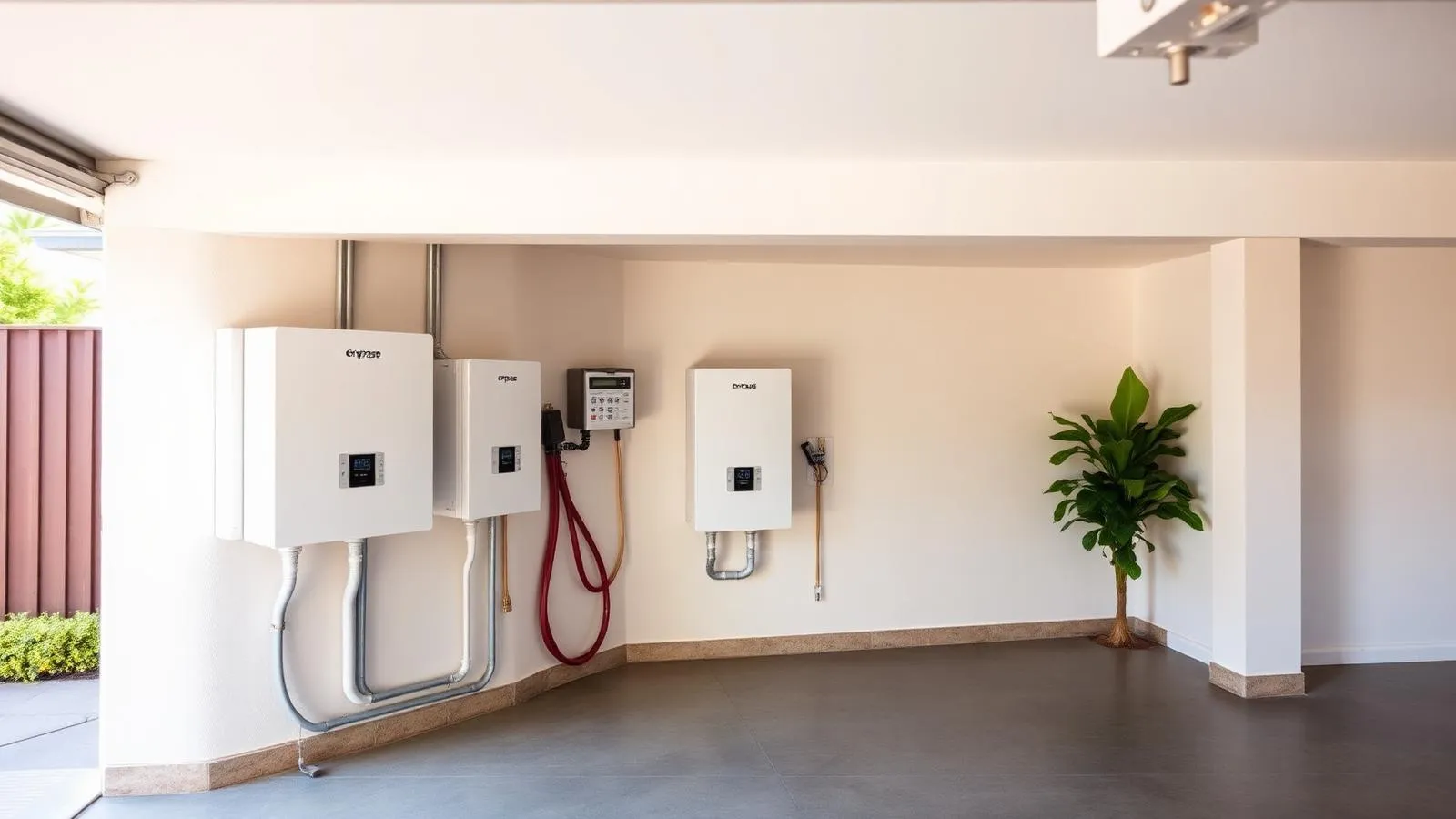 Enphase IQ Batteries mounted on a garage wall at a Hawaii home