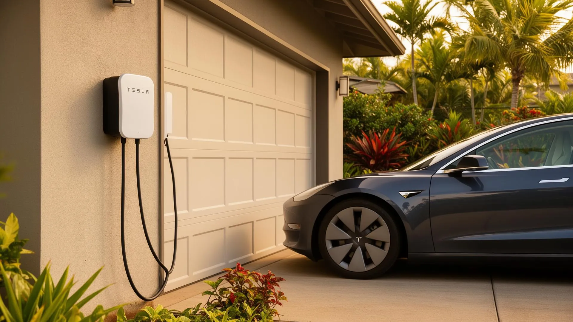 Tesla Wall Connector EV home charger installed at Hawaii residence