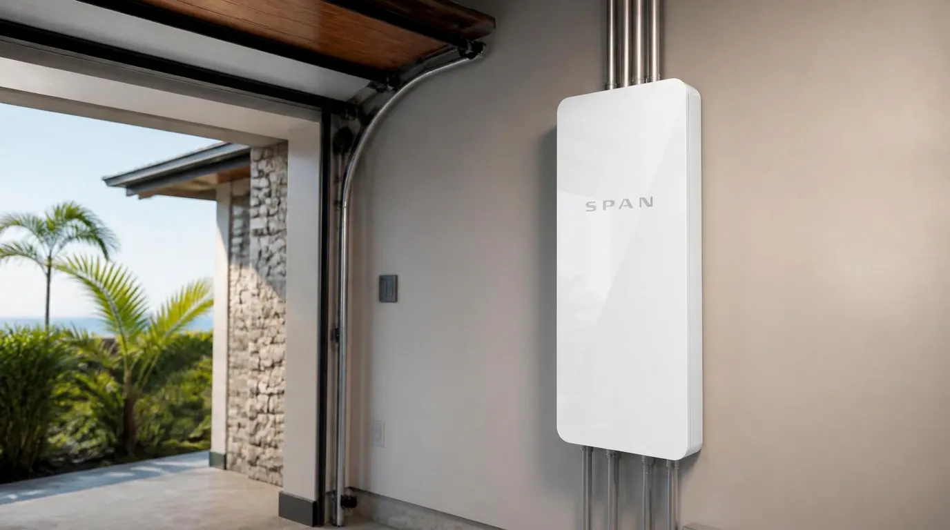 SPAN smart electric panel installed in the garage of a Hawaii home